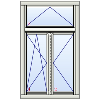 Holzfenster "Krefeld" zweiflügelig mit Oberlicht