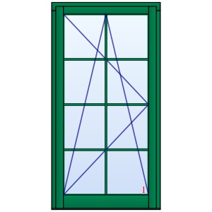 Terrassentür aus Kiefernholz mit Dreh-/Kipp-Tür und Wiener Sprossen